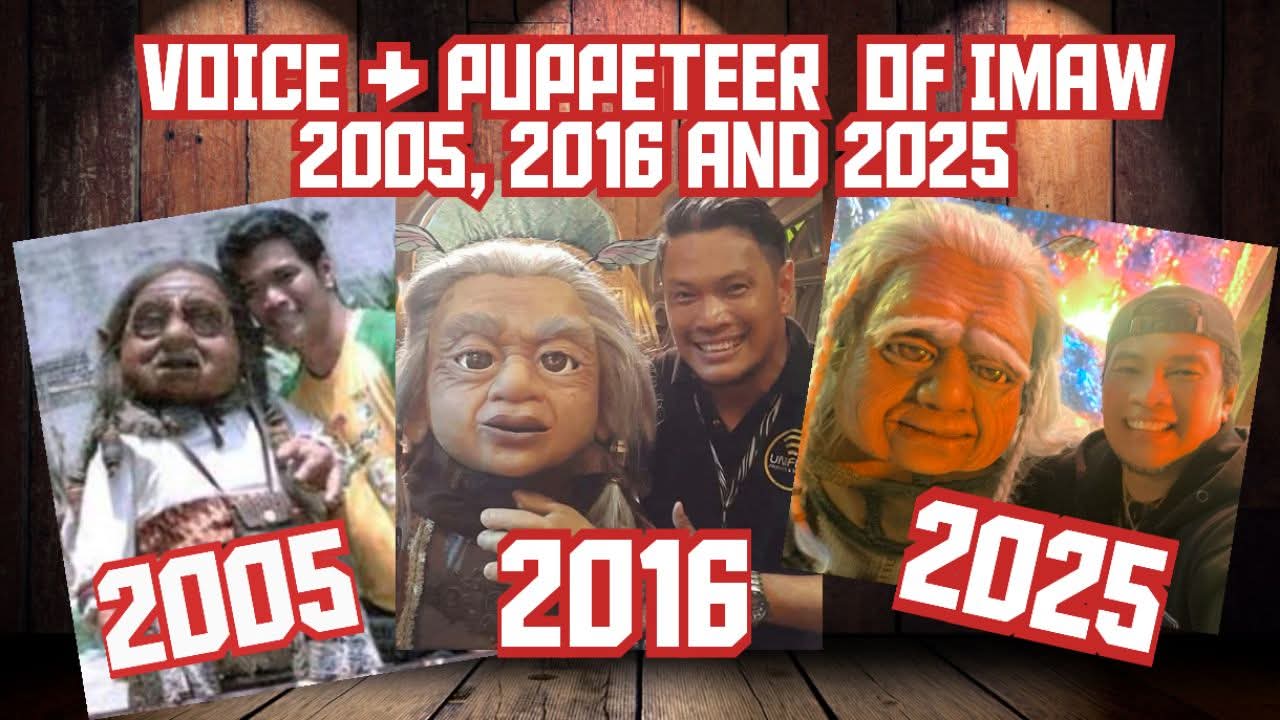 Noel Urbano, voice and puppeteer of Imaw, in 2005, 2016, and 2025