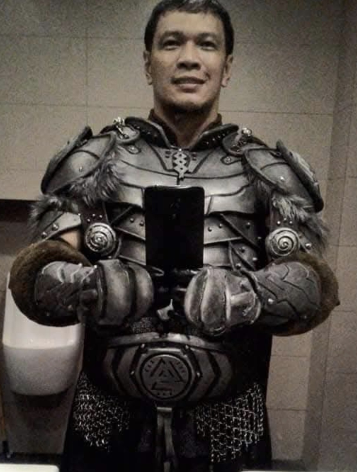 Noel Urbano in soldier armor costume from Victor Magtanggol